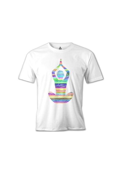 Yoga - Lines Beyaz Erkek Tshirt