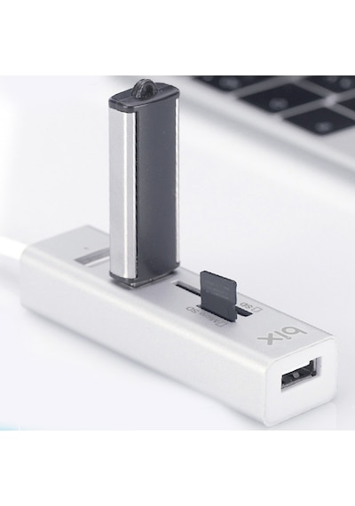 Bix Kart Okuyuculu 3 Portlu Usb Çoklayıcı Hub