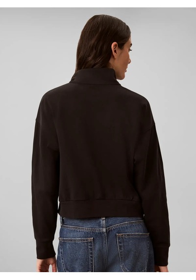 Calvin Klein Heavy Jersey 1/4 Zıp, Ub1 Siyah Kadın Sweatshirt