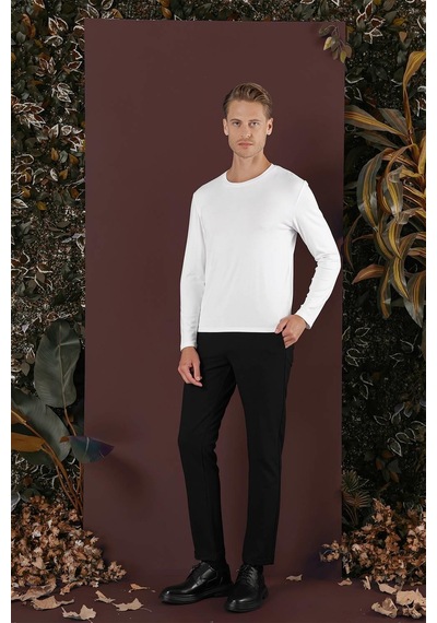 Efor Slim Fit Yan Cepli Dokulu Esnek Casual Siyah Pantolon P 1139 Siyah