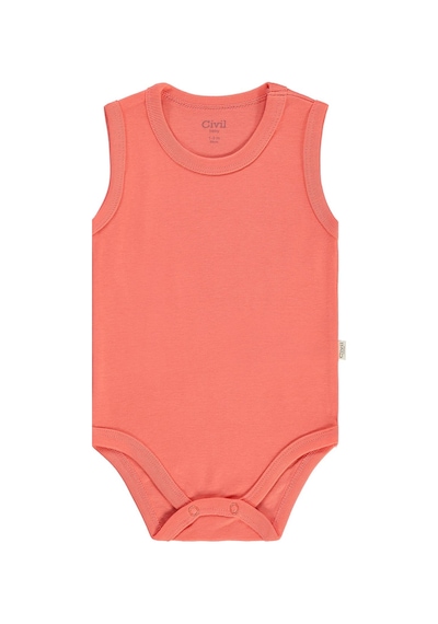 Civil Baby 5 Li Basıc Sıfır Kol 0-36 Ay Çıtçıtlı Badi - Kırmızı Mercan