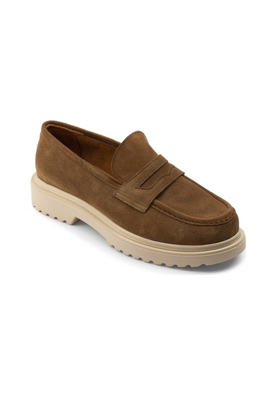 Deery Hakiki Süet Vizon Rengi Loafer Kadın Ayakkabı - 01903zvznp02 Vizon