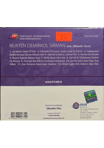 Plak Değildir Cd Dir Trt Arşiv Serisi 188 Nurten Demirkol Sırma