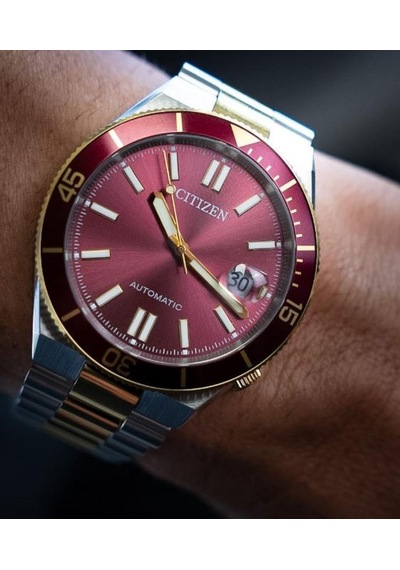 Citizen Tsuyosa Shore Coral Red Nj0234-58x Otomatik Erkek Kol Saati Metalik Gri