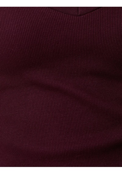 Koton Basic Pamuklu Tişört V Yaka Kısa Kollu Bordo 3sal10132ık Bordo