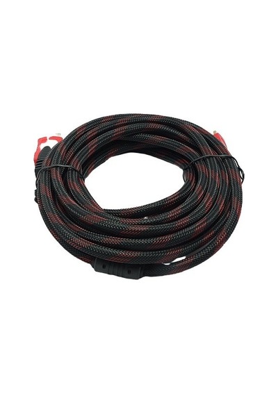 Naylon Örgülü Siyah Kırmızı Gold Hdmi Kablo 5 Metre