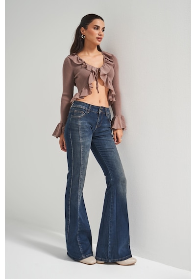 Itsbasic Kadın T.kot Rengi 2w5-8 Swl Mid Rise Flare Fit Süper Esnek Kumaş İspanyol Paça Denim Jean