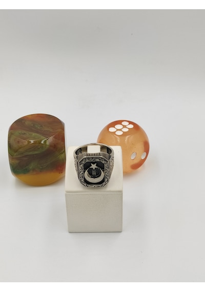 Ay Yıldız Taşsız 925 Ayar 24 Mm 17,60 G. Erkek Yüzüğü Gümüş
