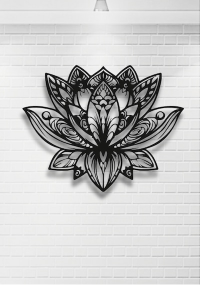 Mandala Lotus Çiçeği Metal Duvar Dekoru