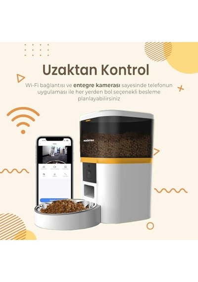 Qwf Kameralı Akıllı Beslenme İstasyonu, Qq005 Kameralı Akıllı Kedi Mama Kabı & Wf007l Kedi Su Sebili, İkisi Bir