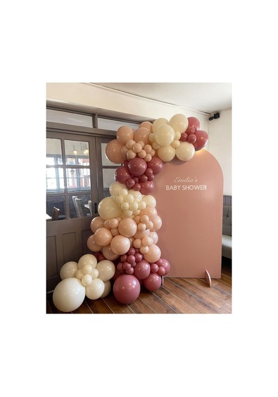 Retro Rosewood Pink Blush Ve Retro Beyaz Balon Zinciri 100 Adet Mix
