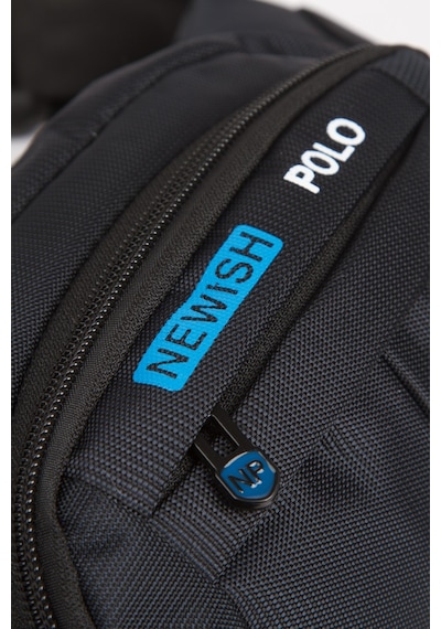 Newish Polo Erkek Kumaş Usb Kulaklık Çıkışlı Crossbody Çapraz Göğüs Omuz Ve Bel Çantası New201 - Siyah - Mavi