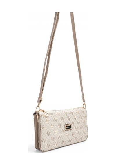 Silver & Polo Silver Polo Bej - Kum Monogram Kadın Çapraz Çanta Sp1291