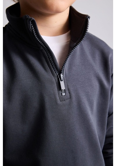 Defacto Oversize Yarım Fermuarlı Dik Yaka Sweatshirt Erkek Çocuk H7132a826auar31 Antrasit-ar31