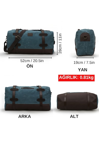 Dark Cotton 7104 Turkuaz Seyahat Spor Suya Dayanıklı Kanvas Çanta
