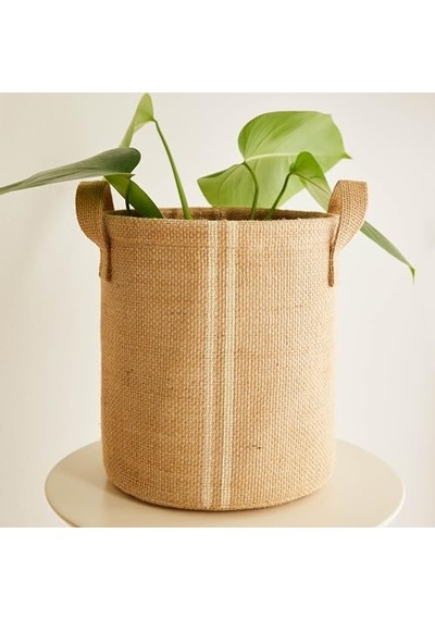 Ocean Home Textile Çizgili Jüt Sepet 20 X 20 Cm Aahşap