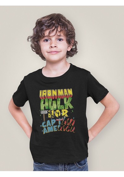 Sevbano Ironman, Hulk Thor, Kaptan Amerika Baskılı Unisex Avengers Film Ç SIYAH