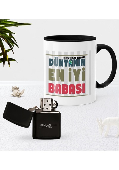 Kişiye Özel Dünyanın En İyi Babası Siyah Kupa Bardak Benzinli Met N11.1478