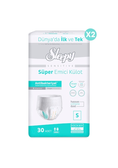 Sleepy Sensitive Antibakteriyel Emici Külot Small 30x2 60 Adet S