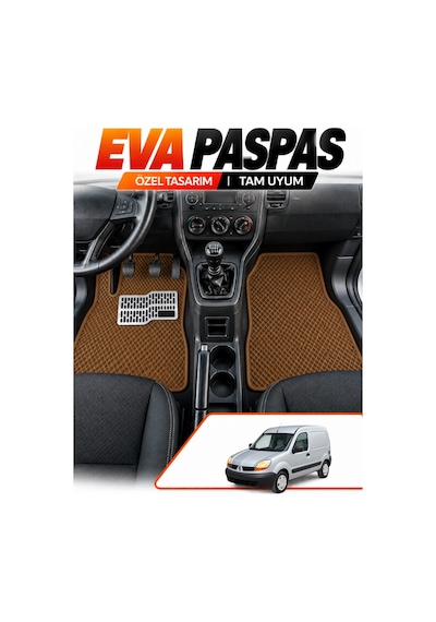 Renault Kangoo 1 Panelvan 1997-2007 Uyumlu Eva Paspas Metal Topukluklu Ön 2 Parça Kahverengi