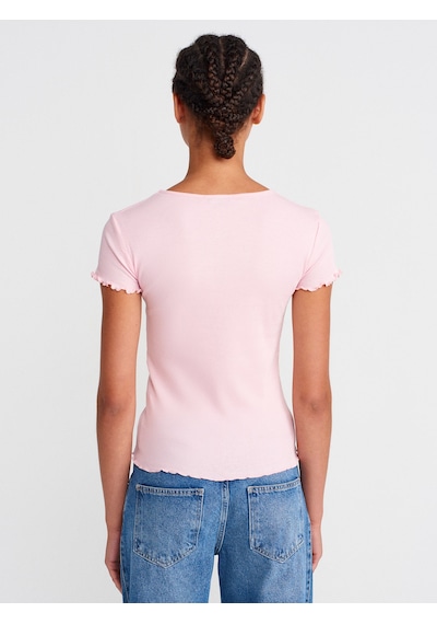 Dilvin 31935 Kısa Kollu T-shirt-toz Pembe Toz Pembe