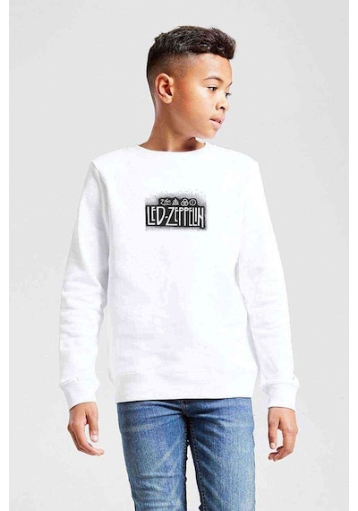 Tshirthane Led Zeppelin Baskılı Unisex Çocuk Beyaz Sweatshirt (528546406) Beyaz