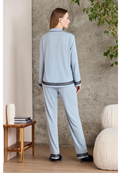 Pierre Cardin 2200 Kadın Uzun Kollu Gömlek Pijama Takımı-mist Mist