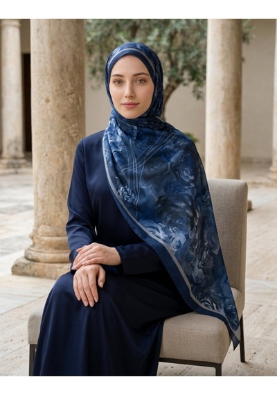 Camellia Scarfs Rossa Desen Soft Şal Lacivert Klasik Ve Zarif Seçim