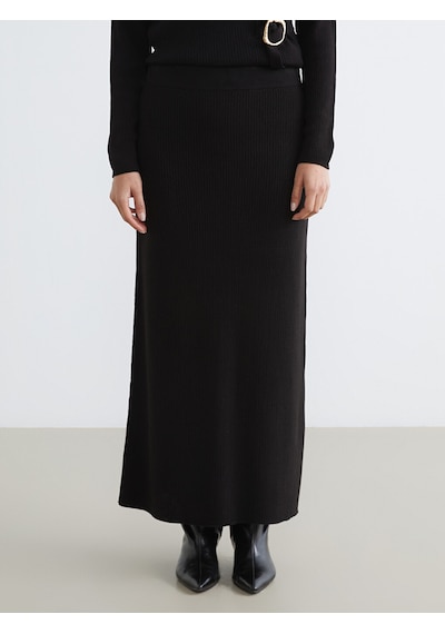 Lcw Modest Siyah Beli Lastikli Fitilli Triko Etek