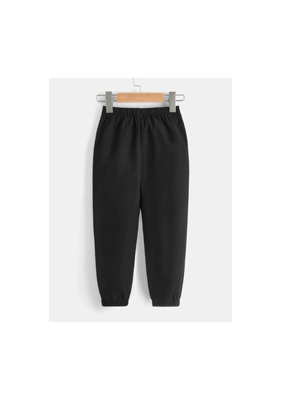 Tarzsokak Toddler Boys Bear & Letter Graphic Elastic Waist Pants Siyah
