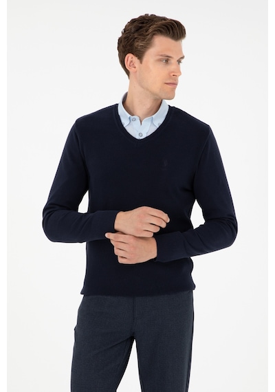 U.S. Polo Assn. Erkek Slim Fit V Yaka Lacivert Basic Kazak 50288886-VR033 U.S. Polo Assn. Erkek Slim Fit V Yaka Lacivert Basic Kazak 50288886-VR033