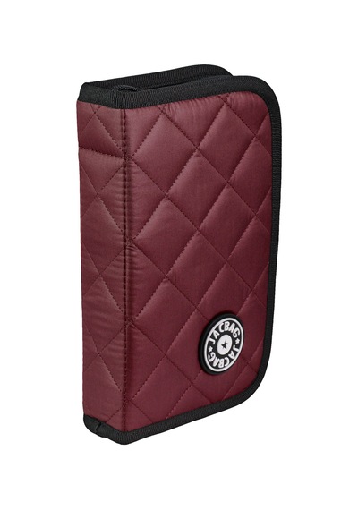 Jacbag Cover Soft-sert Kapaklı Ayraçlı Kapitone Kalem Kutusu Cover Soft-bordo renkli