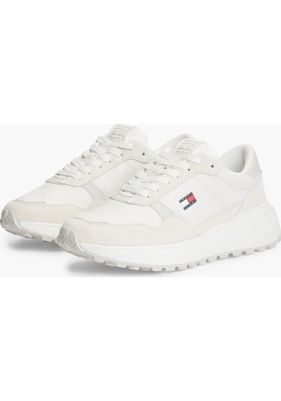 Tommy Hilfiger Kadın Marka Logolu Günlük Kullanıma Uygun Ekru Sneaker En0en03123 Ybl