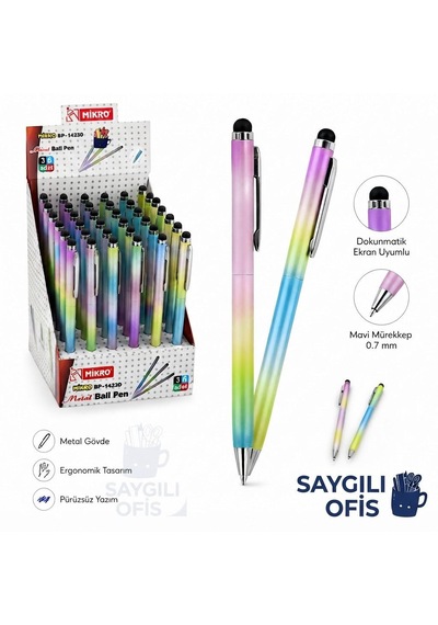 Saygılıofis Bp-1423d Dokunmatik Otomatik Metal Tükenmez Kalem 1 Adet Lacivert