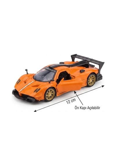 Hobbiez Lisanslı Pagani Zonda Kapıları Açılabilir Model Diecast 1.36 Ölçek Metal Model Araç Turuncu
