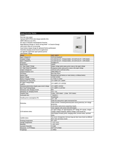 Lexron 1000Watt 1kW MPPT 12Volt Akıllı İnverter