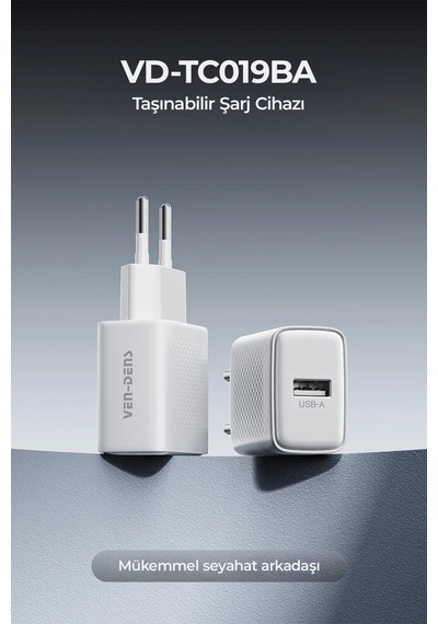 Ven-dens Vd-tc019bac02 20 W Type-c Ve 18 W Usb-a Hızlı Şarj Adaptörü, 1 Metre Pd 30 W Kablo, Beyaz