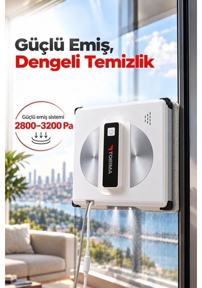 Torima S13 Çift Yönlü Su Püskürtmeli Uzaktan Kumandalı Cam Temizleme Robotu Beyaz