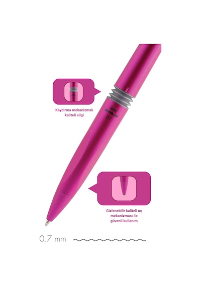 Serve Bold Mekanik Kursun Kalem 05mm Metalik Pembe .