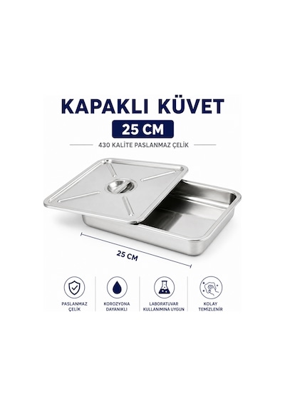 Kapaklı Küvet 25 Cm - 430 Paslanmaz Çelik