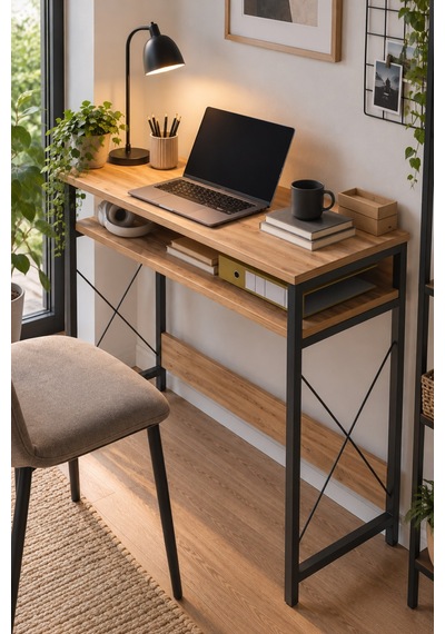 Sulorahome Çam Desenli Kahverengi Çalışma Masası Ve Raflı Bilgisayar Masası Atlantik Çam Sulorahome Çam Desenli Kahverengi Çalışma Masası Ve Raflı Bilgisayar Masası Atlantik Çam