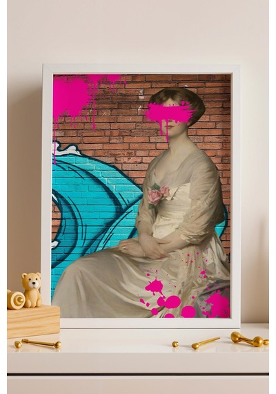 Klasik Portre Graffiti Çerçeveli Tablo Ofis Ve Ev İçin Modern Tasarım Altered Art