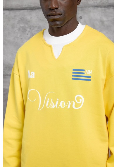 Hiccup Nomarc Regular Kalıp Bisiklet Yaka Sweatshirt Sarı