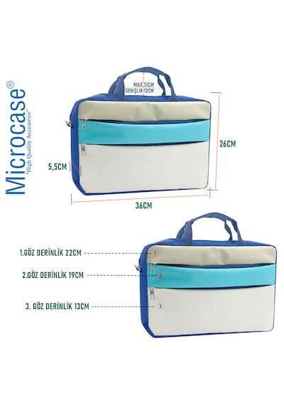 Microcase Tcl Tab 11 Gen 2 İle Tablet Apple Uyumlu MacBook Laptop Tablet Çantası 2 Bölmeli Al4821 Omuz Çantası