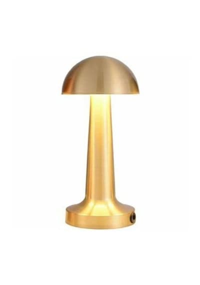 Mantar Model Dimmerli Şarjlı Retro Masa Lambası Gold Renk Işık A