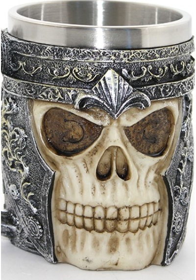 Kurukafa Tasarımlı Viking Kupası - Kasklı İskelet Mug - Paslanmaz Çelik Termal Bardak Çok Renkli