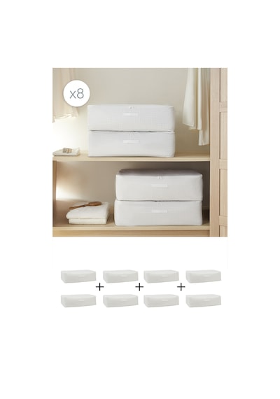 Home Wave 8'li Mega Boy Gri Pötikare Baza Altı Hurç Set 74 X 46 X 22 Cm Gri