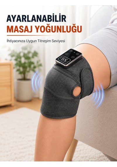 Şarjlı Diz Masaj Cihazı Isıtma Ve Titreşim Özellikli Dijital Kontrollü Masaj Aleti Mor - Pembe