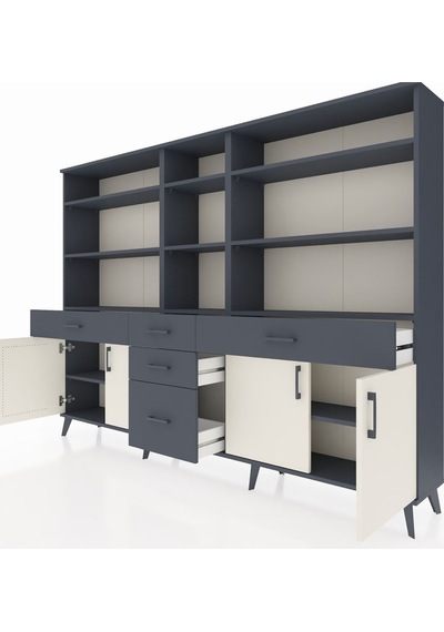 Arges Dolap 11 Raflı 5 Çekmeceli 4 Kapaklı 220x30x163 Antrasit-aytaşı/antrasit Aytası/antrasıt - Antrasıt Arges Dolap 11 Raflı 5 Çekmeceli 4 Kapaklı 220x30x163 Antrasit-aytaşı/antrasit Aytası/antrasıt - Antrasıt