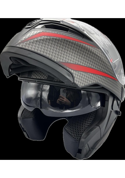 Jk-20 Jk902 Çene Pedli Güneş Vizörlü Çeneden Açılır Kask B-1 L Beden
